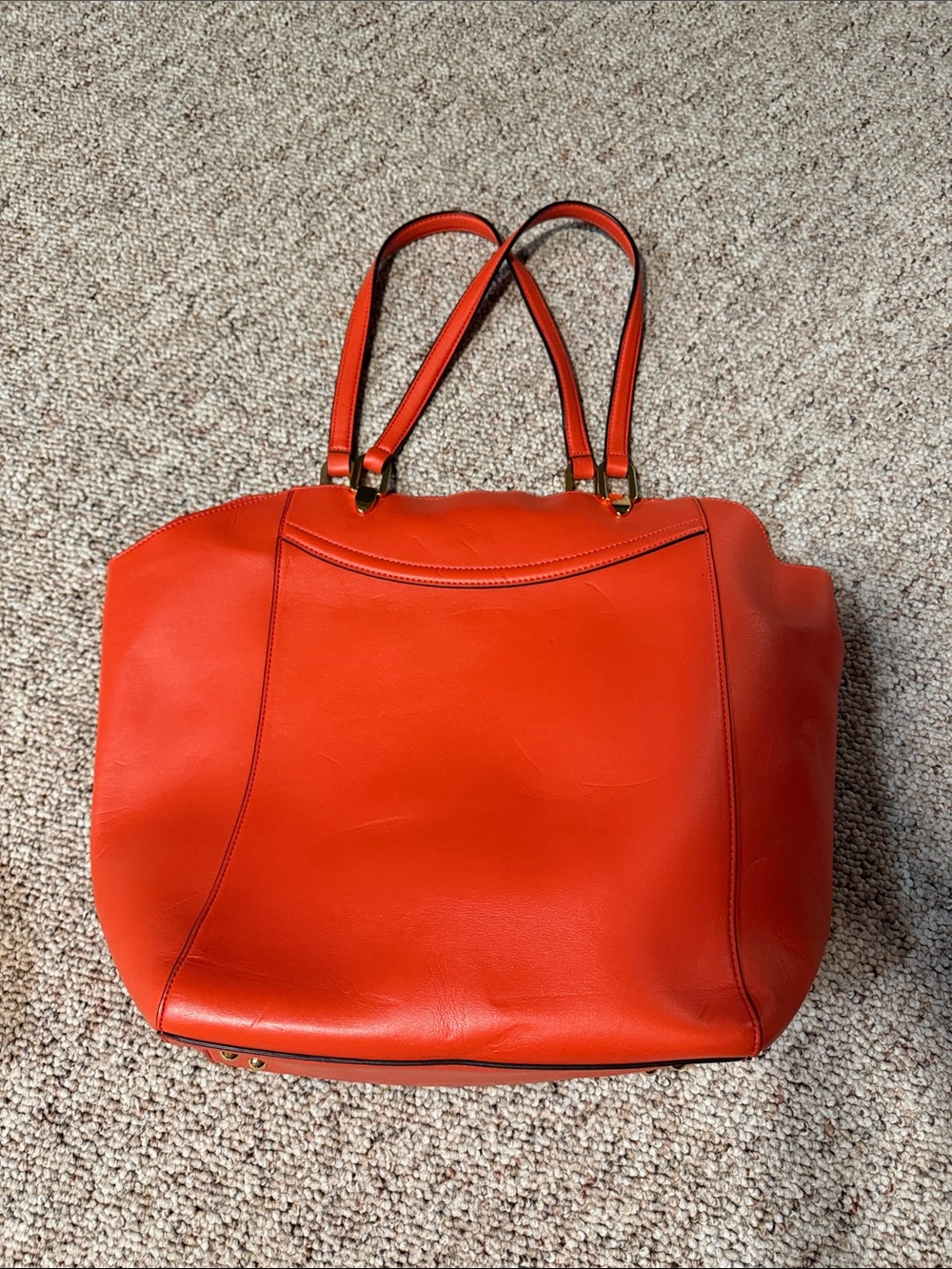 Lauren by Ralph Lauren Synthetic Leather Tote Handbag in Bright Orange